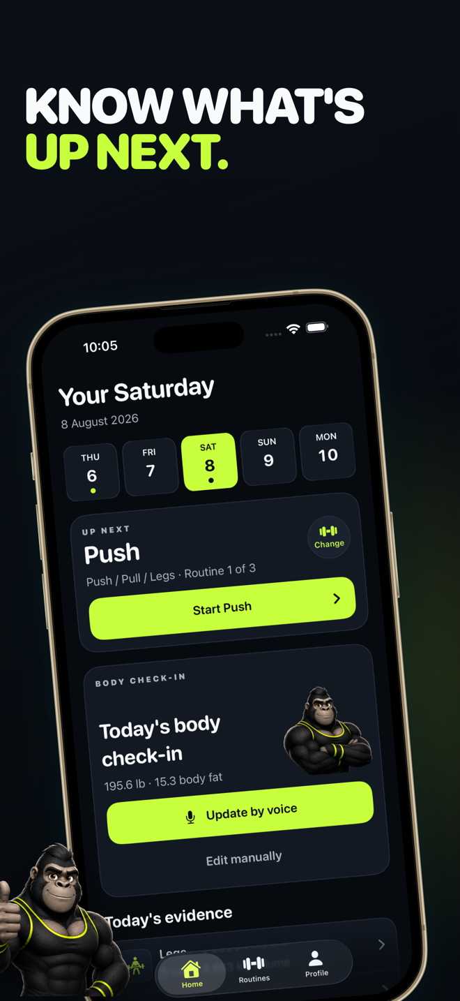 FitMaxx App Store artwork showing the next scheduled workout